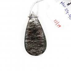 Black Rutile Drops Almond Shape 35x16mm Drilled Beads Matching Pair
