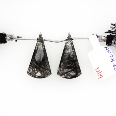 Black Rutile Drops Conical Shape 27x15mm Drilled Beads Matching Pair