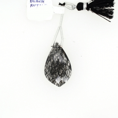 Black Rutile Drops Leaf Shape 31x19mm Drilled Bead Single Piece