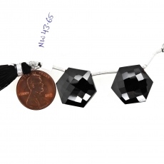 Black Spinel  Drops Hexagon Shape 17x17mm Drilled Beads Matching Pair