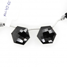Black Spinel  Drops Hexagon Shape 17x17mm Drilled Beads Matching Pair