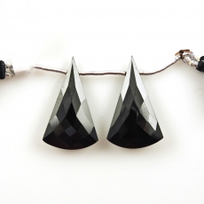 Black Spinel Drops  Conical Shape 29x17mm Drilled Beads Matching Pair
