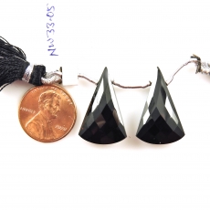 Black Spinel Drops Conical Shape 25x15mm Drilled Beads Matching Pair