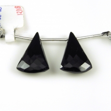 Black Spinel Drops Conical Shape 27x13mm Drilled Beads Matching Pair