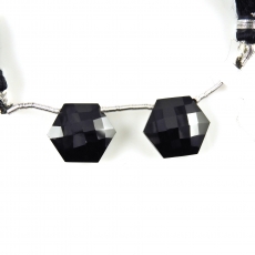 Black Spinel Drops Hexagon Shape 14x14mm Drilled Beads Matching Pair