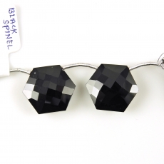 Black Spinel Drops Hexagon Shape 17x17mm Drilled Beads Matching Pair