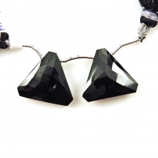 Black Spinel Drops Trillion Shape 22x20mm Drilled Beads Matching Pair