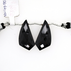 Black Spinel Drops Wing Shape 30x15mm Drilled Bead Matching Pair
