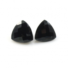 Black Spinel Trillion Shape 11mm Matching Pair Approximately 10 Carat