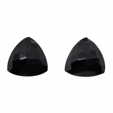 Black Spinel Trillion Shape 12mm Matching Pair Approximately 10 Carat