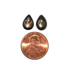 Black Star Sapphire Cab Pear Shape 11x8mm Matching Pair Approximately 4 Carat