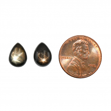 Black Star Sapphire Cab Pear Shape 11x8mm Matching Pair Approximately 5 Carat