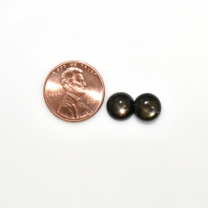Black Star Sapphire Cab Round 9mm Approximately 6.00 Carat Matching Pair
