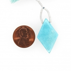 Blue Amazonite Drop Diamond Shape 29x18mm Drilled Bead Single Pendant Piece