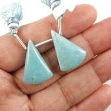 Blue Amazonite Drops Conical Shape 22x15mm Drilled Beads Matching Pair