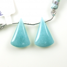 Blue Amazonite Drops Conical Shape 25x16mm Drilled Beads Matching Pair