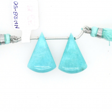 Blue Amazonite Drops Conical Shape 25x17mm Drilled Beads Matching Pair