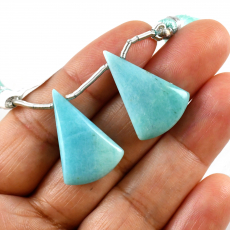 Blue Amazonite Drops Conical Shape 26x17mm Drilled Beads Matching Pair