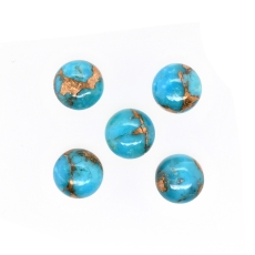 Blue Copper Turquoise Cabs Round 8mm Approximately 11.20 Carat