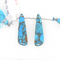 Blue Copper Turquoise Drop Wing Shape 36x11mm Drilled Bead