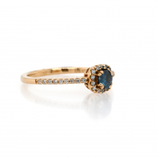Blue Diamond Round 0.17 Carat Ring In 14K Yellow Gold With Diamond Accent