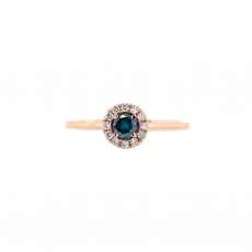 Blue Diamond Round 0.20 Carat Ring with Accent White Diamonds in 14K Rose Gold