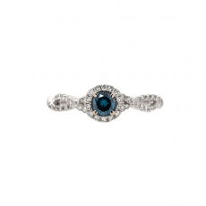 Blue Diamond Round 0.25 Carat Ring with Accent White Diamonds in 14K White Gold