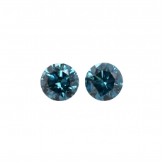 Blue Diamond Round 3.5mm Matching Pair Approximately 0.30 Carat