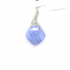 Blue Lace Agate Drop Cushion Shape 16x16mm Drilled Bead Single Pendant Piece