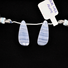 Blue lace Agate Drop Wing Shape 21x10mm Drilled Bead Matching Pair