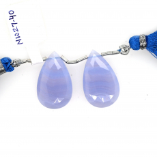 Blue Lace Agate Drops Almond Shape 25x15mm Drilled Bead Matching Pair