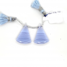 Blue Lace Agate Drops Conical Shape 26x19mm Drilled Bead Matching Pair