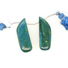 Blue Opalina Drops Fancy Shape 34x12mm Drilled Beads Matching Pair