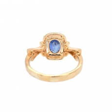 Blue Sapphire 1.65 Carat Ring With Diamond Accent in 14K Yellow Gold