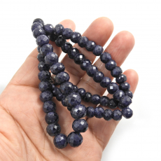 Blue Sapphire Beads Roundelle Shape 10mm To 6mm Accent Bead Ready To Wear Necklace