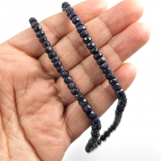 Blue Sapphire Beads Roundelle Shape 5mm Accent Bead Ready To Wear Necklace