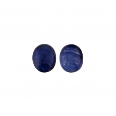Blue Sapphire Cab Oval 12x10mm Matching Pair Approximately 14 Carat