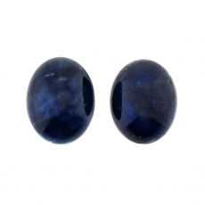 Blue Sapphire Cab Oval 9x7mm Matching Pair Approximately 5 Carat