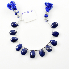 Blue Sapphire Drops Almond Shape 13x8mm to 10x7mm Drilled Beads 11Pieces Line