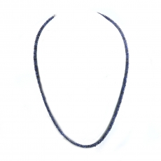 Blue Sapphire Drops Roundelle Shape 5mm To 2mm Accent Beads Ready To Wear Necklace