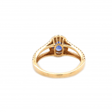 Blue Sapphire Oval 1.15 Carat Ring With Accent Diamonds in 14K Yellow Gold
