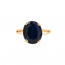 Blue Sapphire Oval 6.06 Carat Ring in 14K Yellow Gold