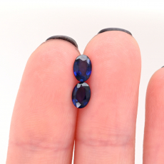 Blue Sapphire Oval 6X4mm Matching Pair Approximately 0.90 Carat