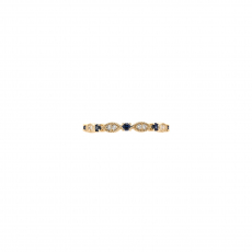 Blue Sapphire Round 0.16 Carat Ring Band in 14K Yellow Gold with Accent Diamonds (RG0621)