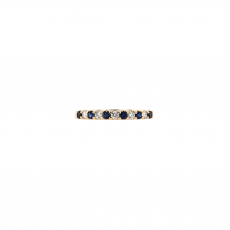 Blue Sapphire Round 0.18 Carat Ring Band in 14K Yellow Gold with Accent Diamonds (RG4897)