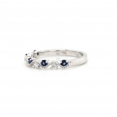 Blue Sapphire Round 0.29 Carat Ring Band in 14K White Gold with Accent Diamonds (RG3466)