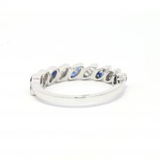 Blue Sapphire Round 0.33 Carat Ring Band in 14K White Gold with Accent Diamonds (RG5513)