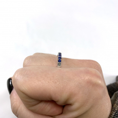 Blue Sapphire Round 0.63 Carat Ring Band in 14K White Gold (RG4897)