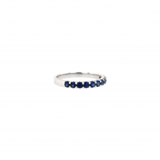 Blue Sapphire Round 0.63 Carat Ring Band in 14K White Gold (RG4897)