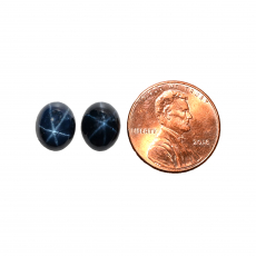 Blue Star Sapphire Cab Oval 10X8mm Matching Pair Approximately 9 Carat